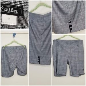 Valia Houndsth/Plaid Bl/Grey/Wh S/16 Dress Shorts